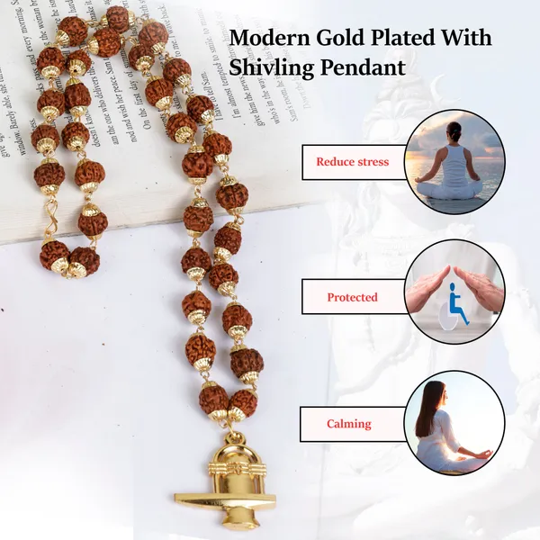 Modern_Gold_Plated_Rudraksha_Mala_With_Shiv_Ling_Pendant